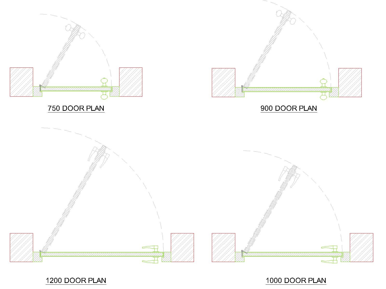 Door plans 1200, 1000, 900, 750 Width