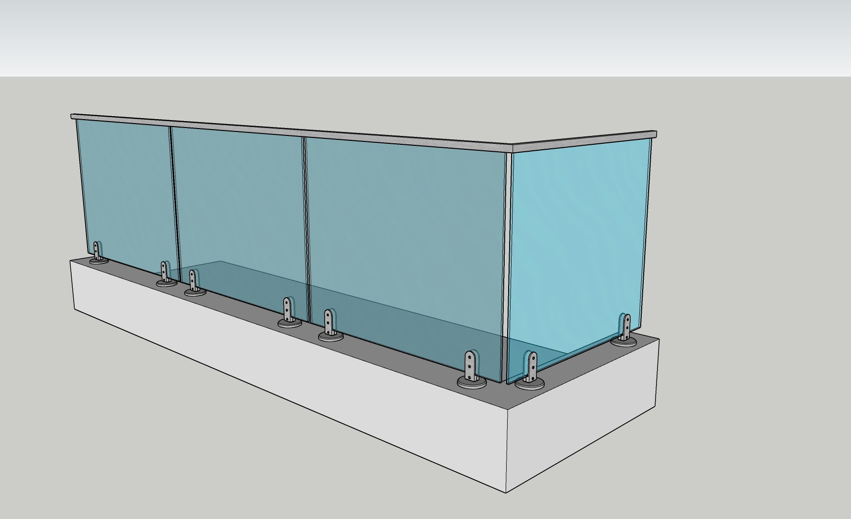 Glass raling with MS top bar